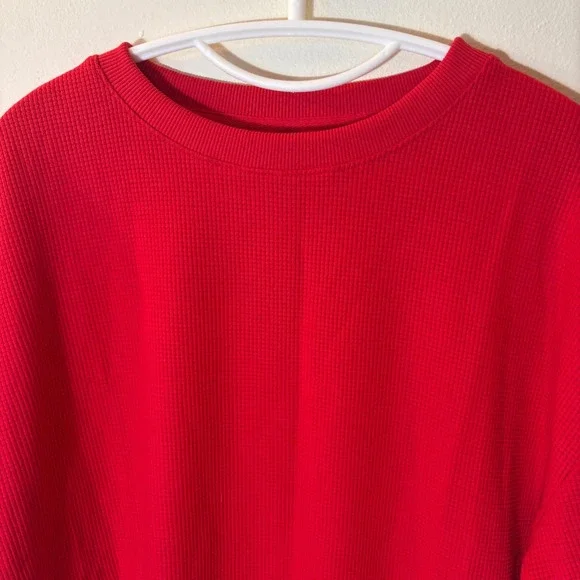 Comfrt Waffle Knit Lounge Set Size Large Red Matching Top Shorts 2 Piece NWOT - Picture 3 of 15